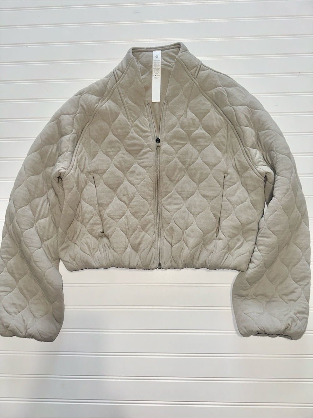 Lululemon Quilted Bomber Jacket Taupe Beige Women’s Size 4 Like New